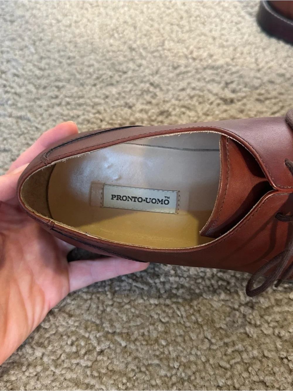 Pronto Uomo Men's Cognac Brown Leather Split Toe Derby Dress Shoes